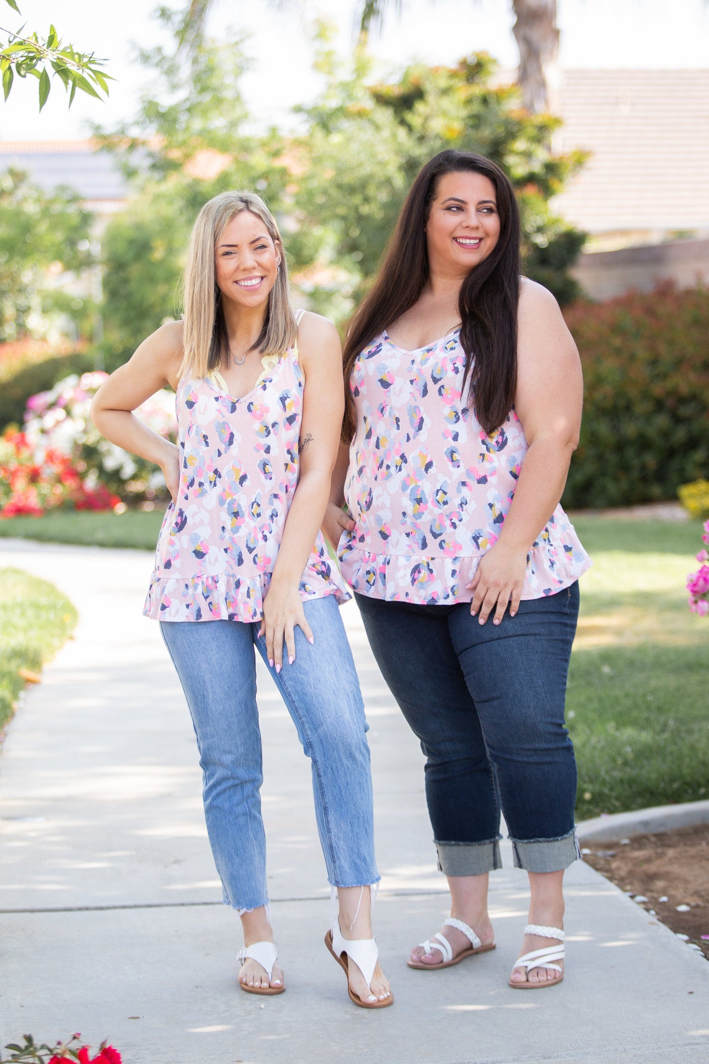 Spots of Neon Ruffled Tank