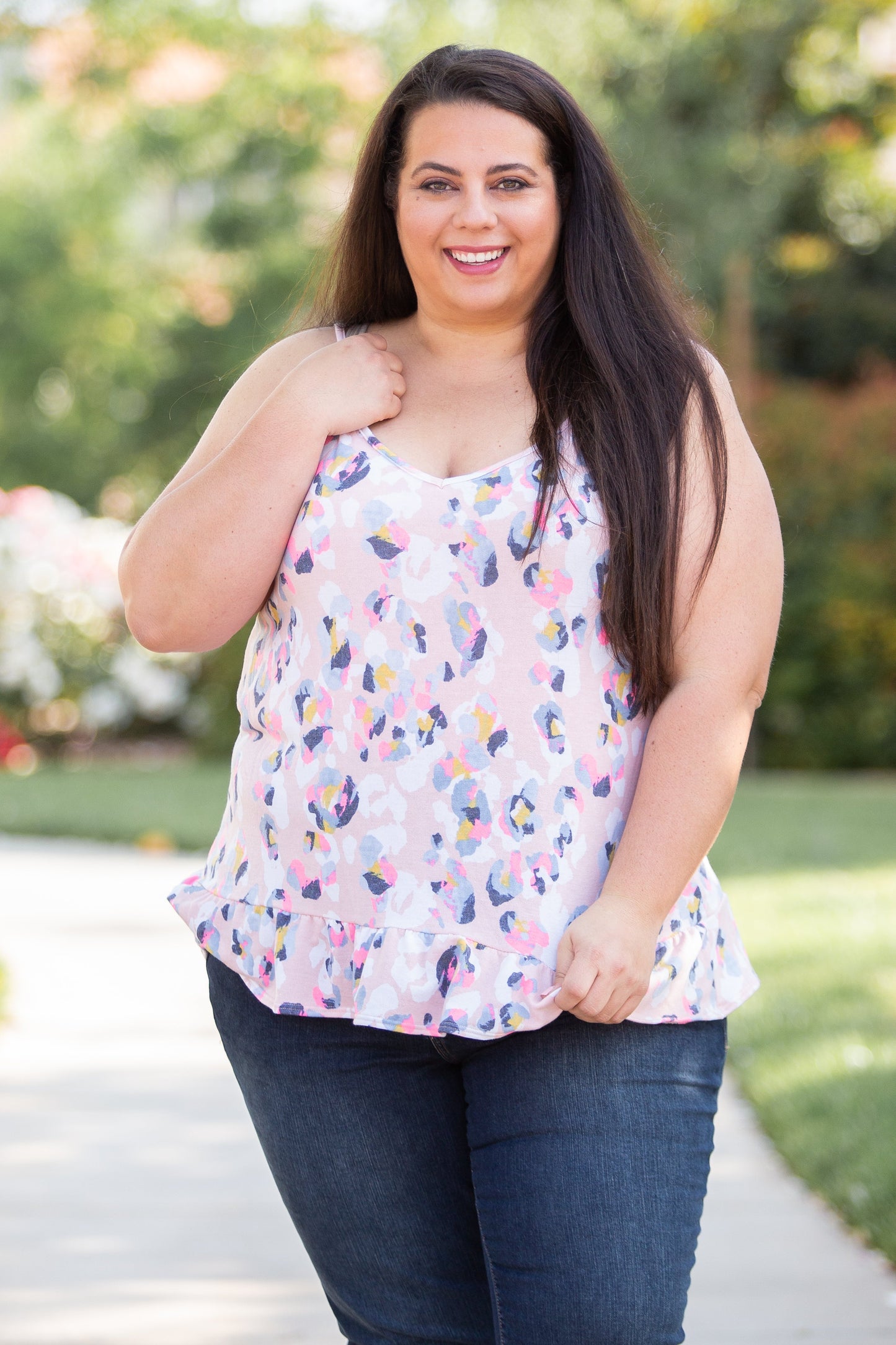 Spots of Neon Ruffled Tank
