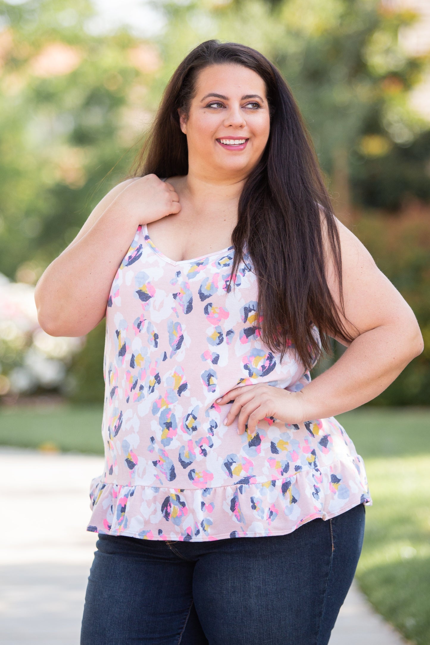 Spots of Neon Ruffled Tank
