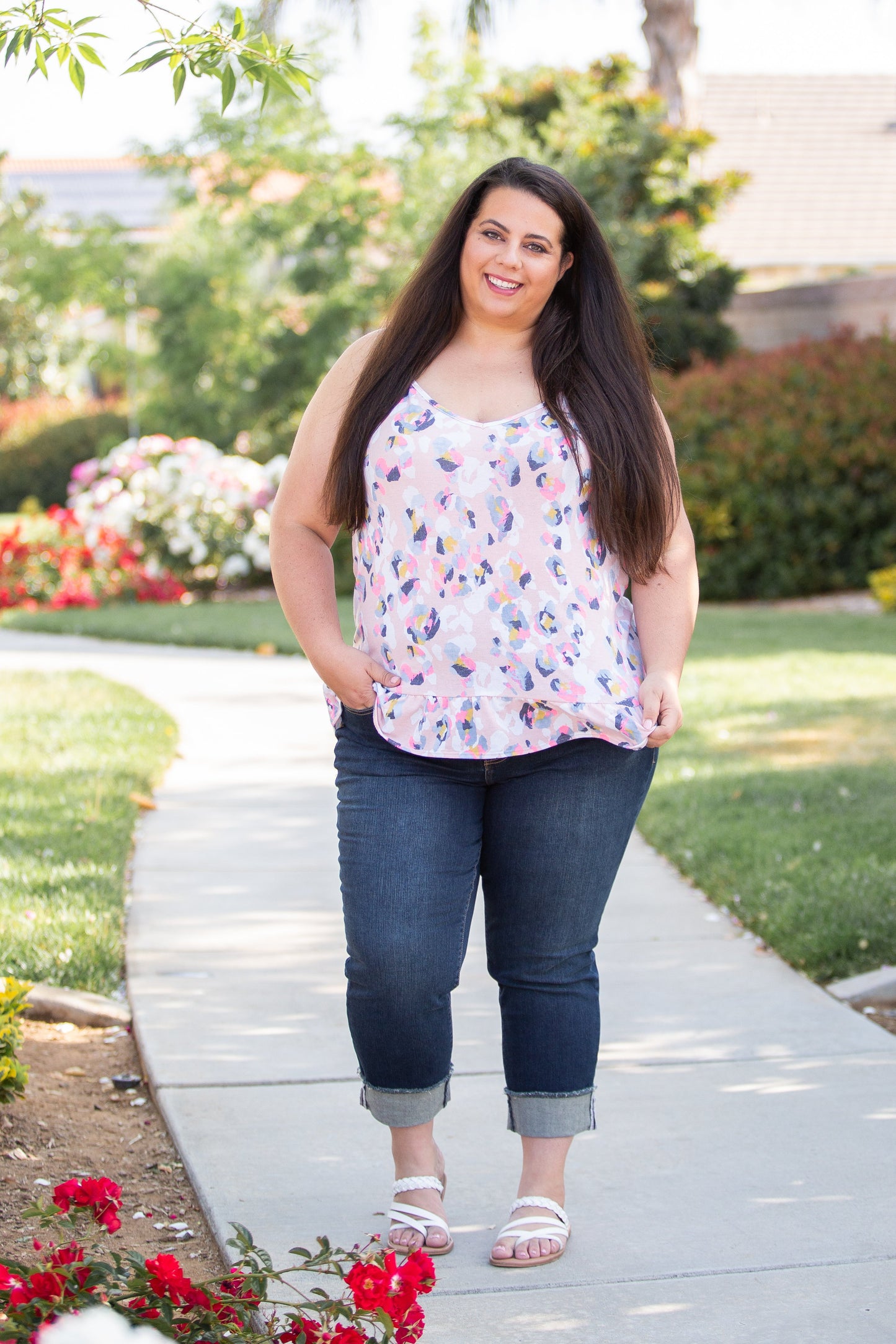 Spots of Neon Ruffled Tank