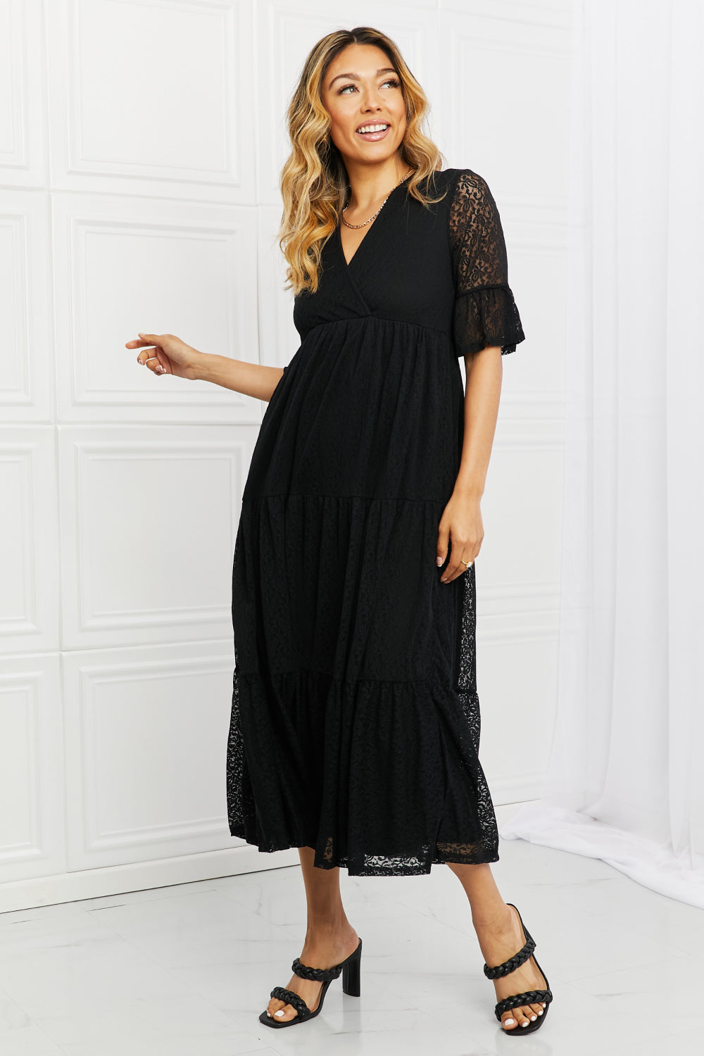 P & Rose Lovely Lace Full Size Tiered Dress - Harmony Emporium