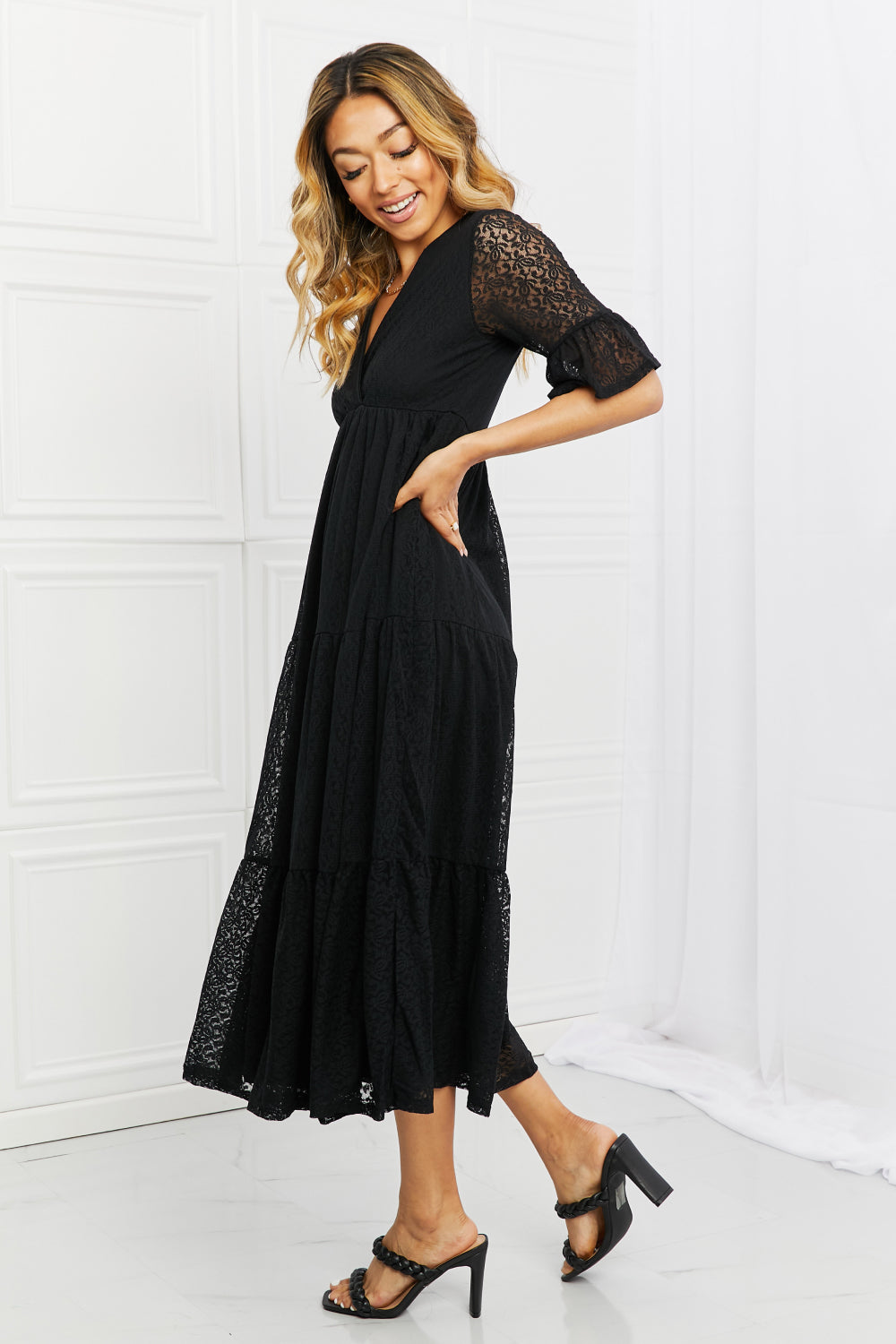 P & Rose Lovely Lace Full Size Tiered Dress - Harmony Emporium