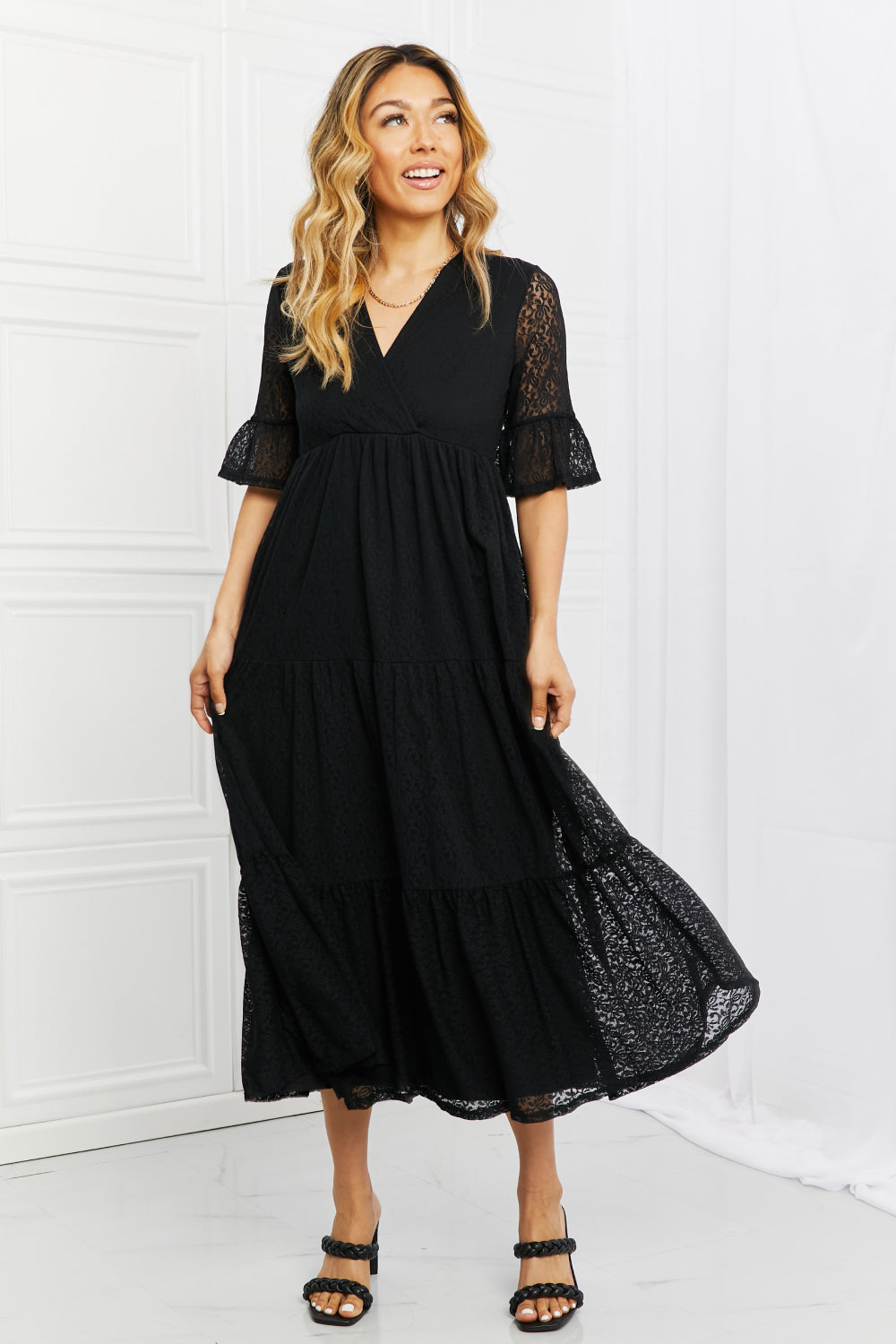 P & Rose Lovely Lace Full Size Tiered Dress - Harmony Emporium