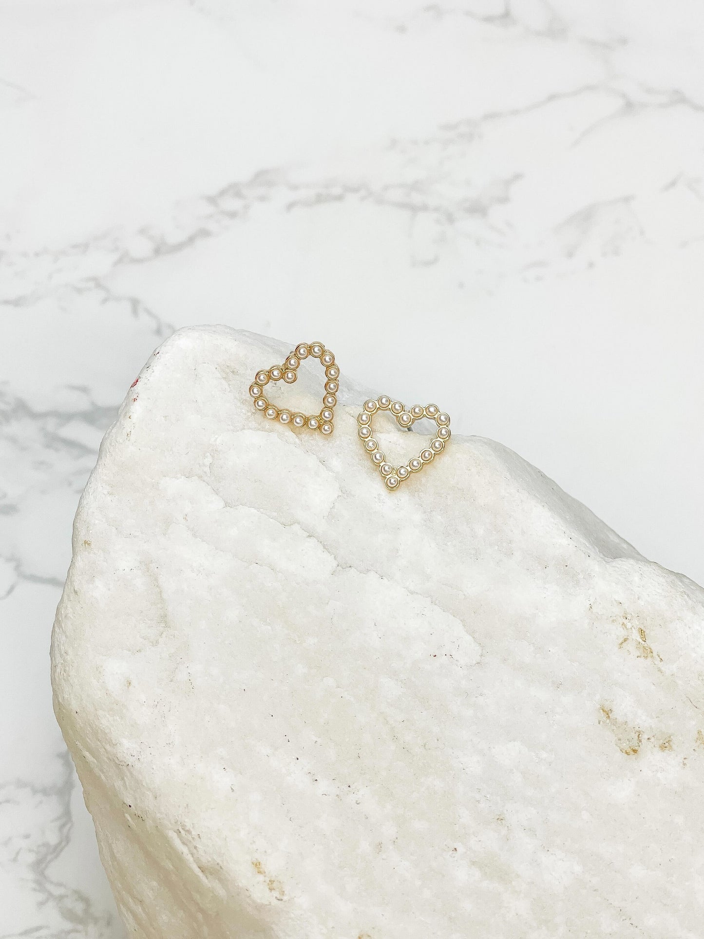 PREORDER: Pearl Heart Stud Earrings in Two Colors