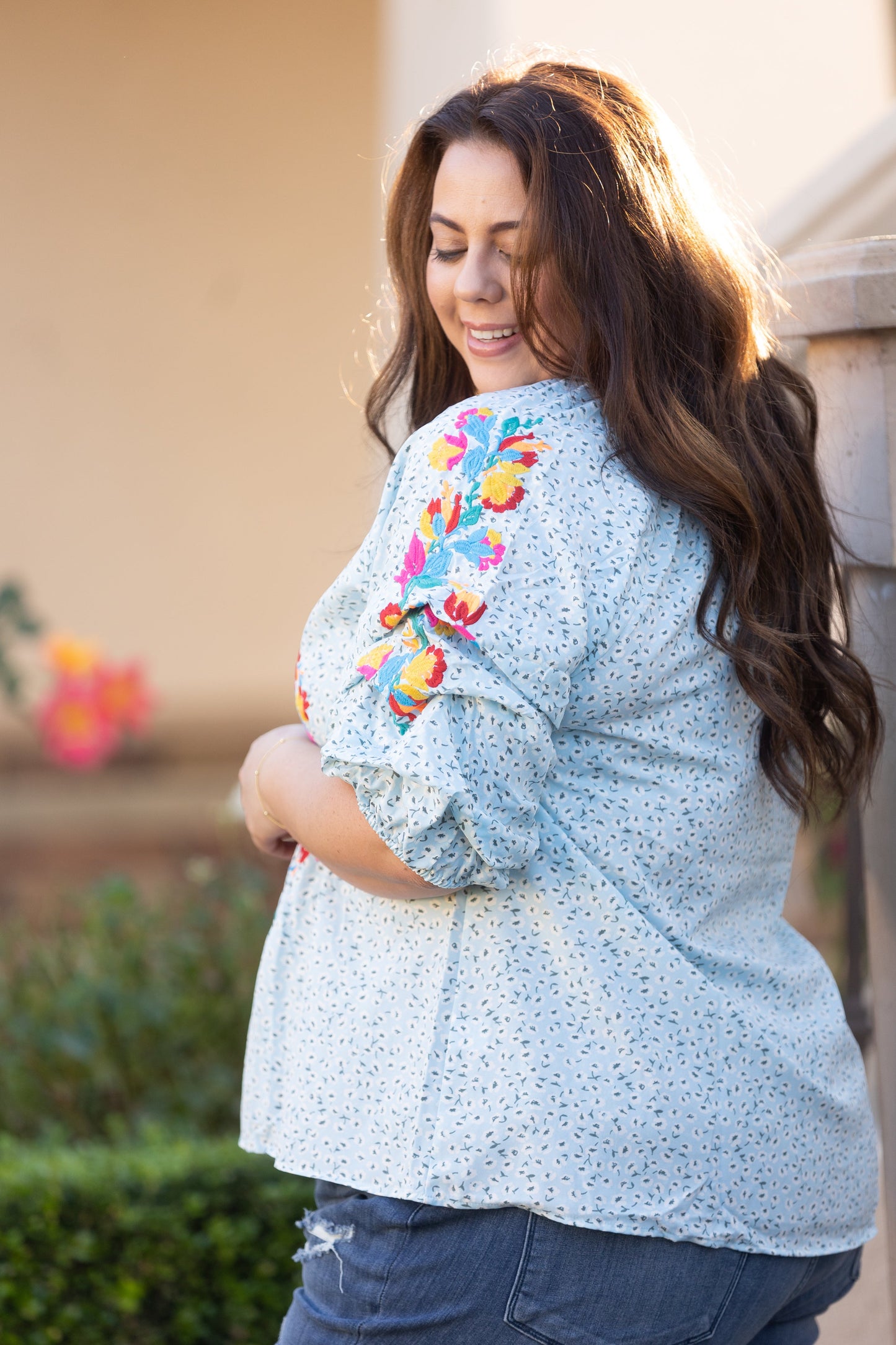 Fiesta Time Embroidered 3/4 Sleeve