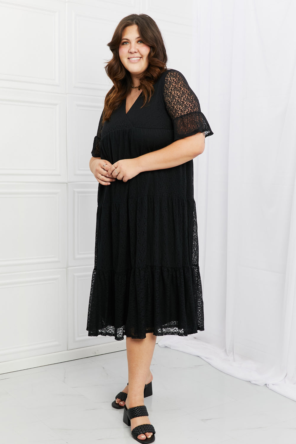 P & Rose Lovely Lace Full Size Tiered Dress - Harmony Emporium